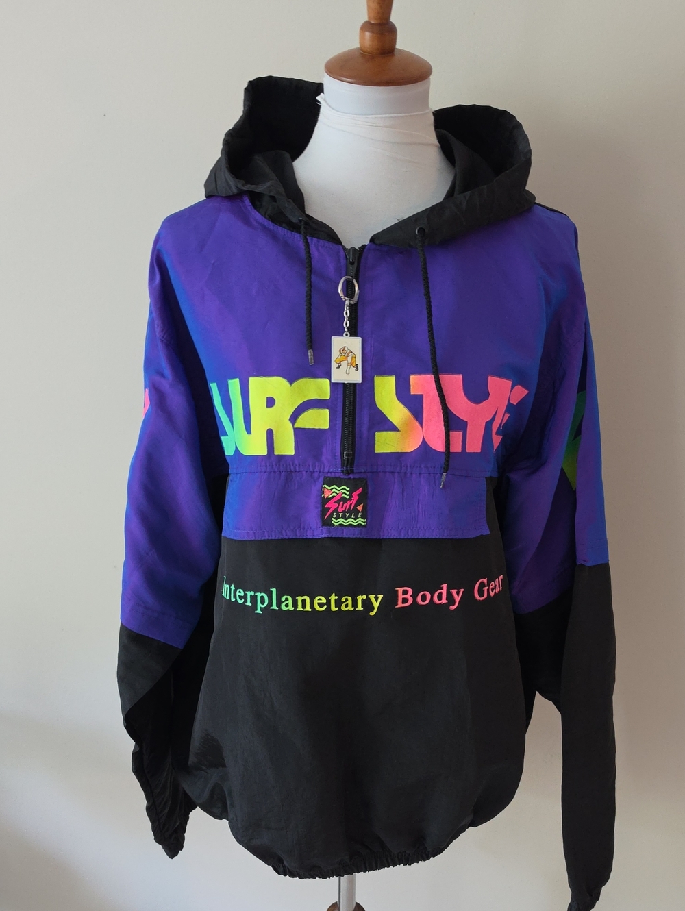 Surf Style  Purple & Black Hooded Windbreaker
